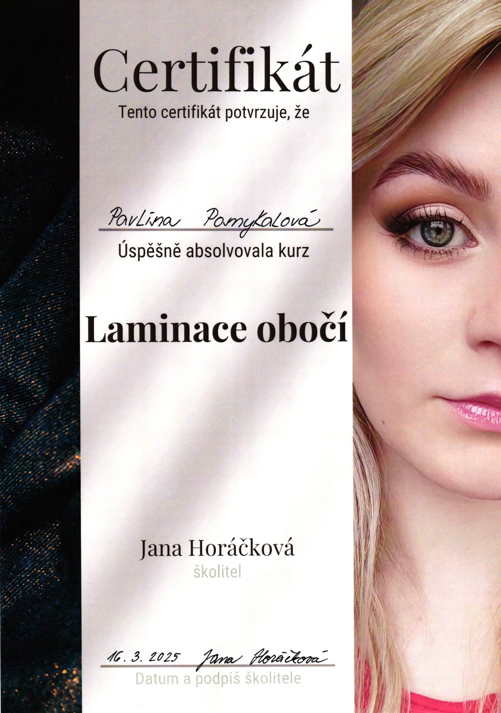 Certifikát z odborného školení